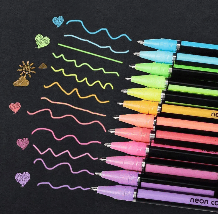 48 - Piece Neon Glitter Pen Set - Zesty Kala Stationary