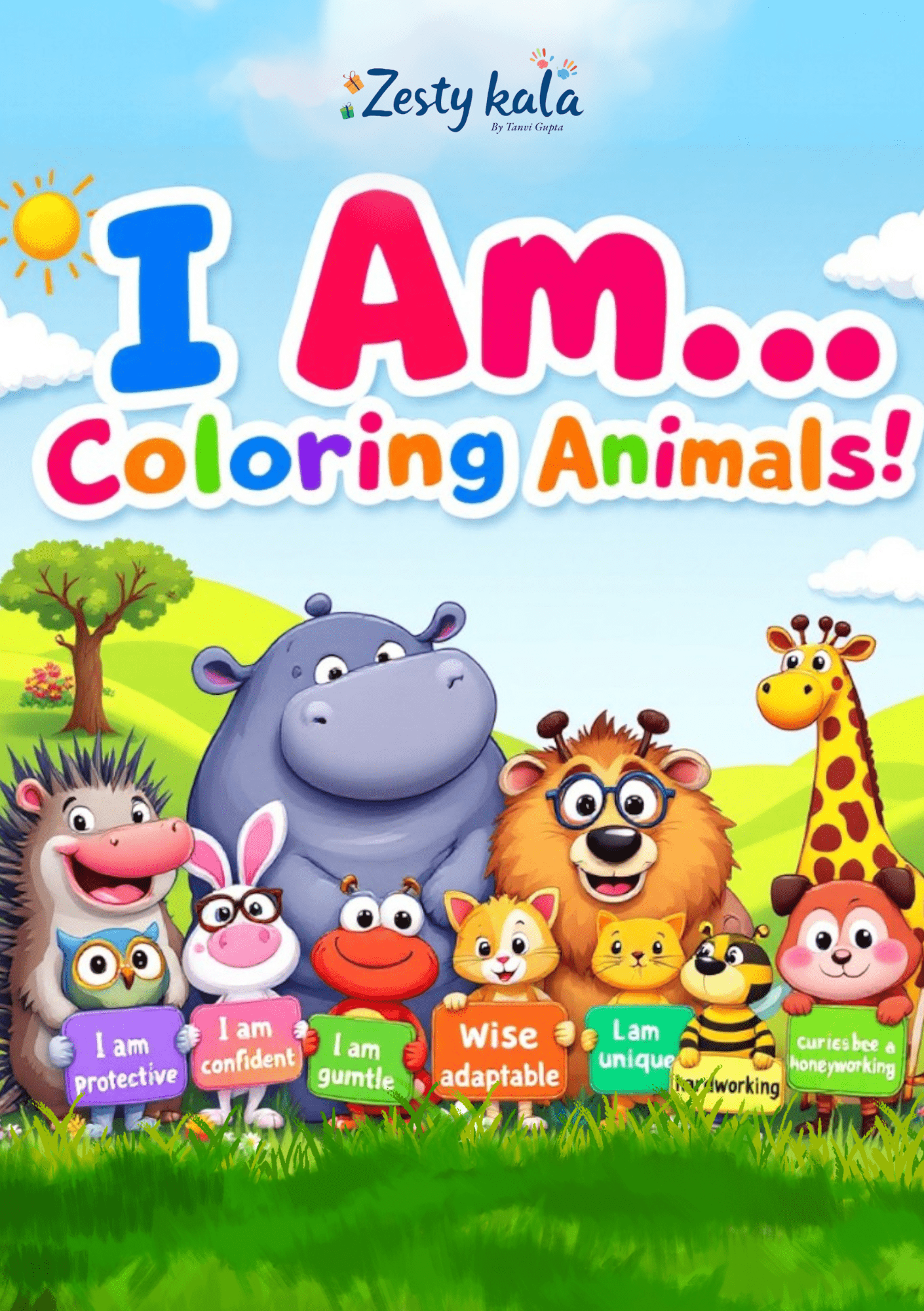 Empower & Color: Animal Affirmations Coloring Book - Zesty Kala