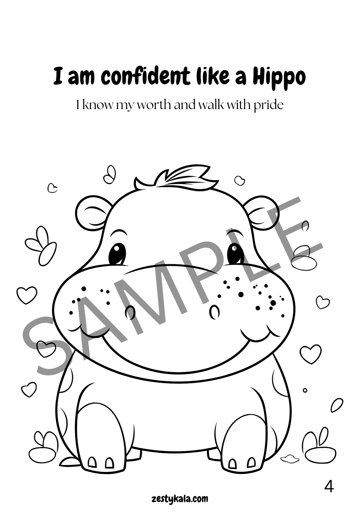 Empower & Color: Animal Affirmations Coloring Book - Zesty Kala
