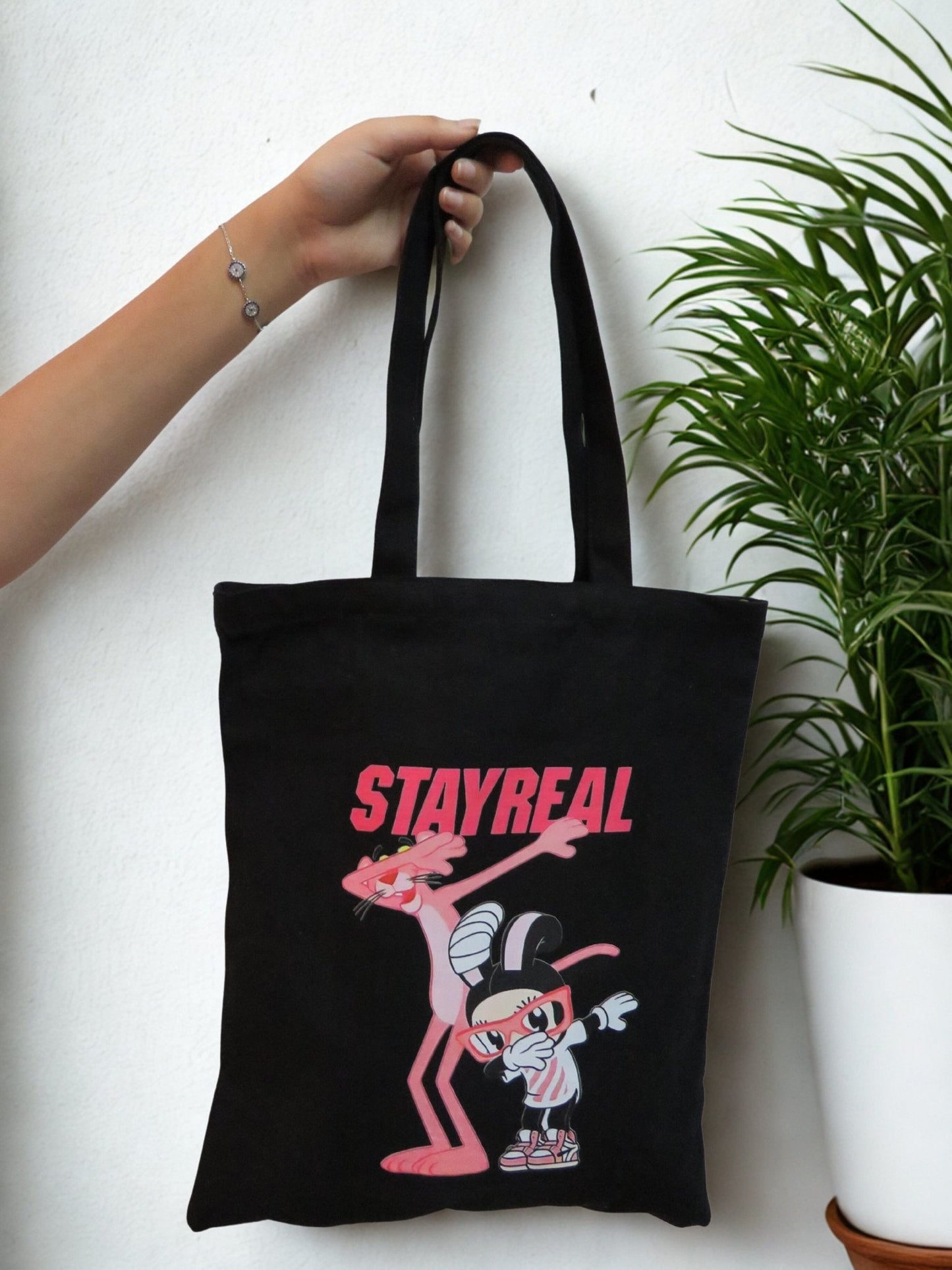 Stay Real Pink Panther Tote Bag - Zesty Kala