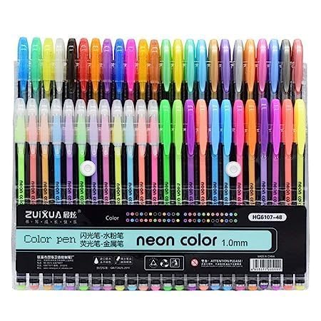 48 - Piece Neon Glitter Pen Set - Zesty Kala Stationary