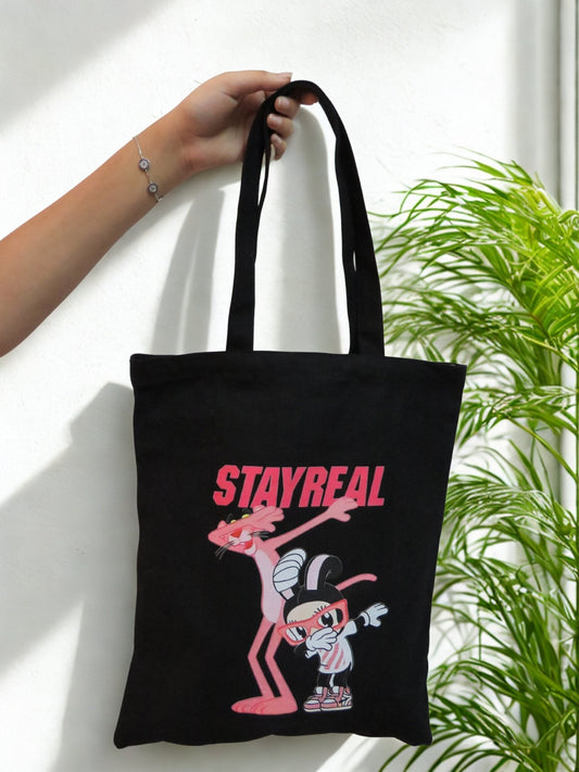 Stay Real Pink Panther Tote Bag - Zesty Kala