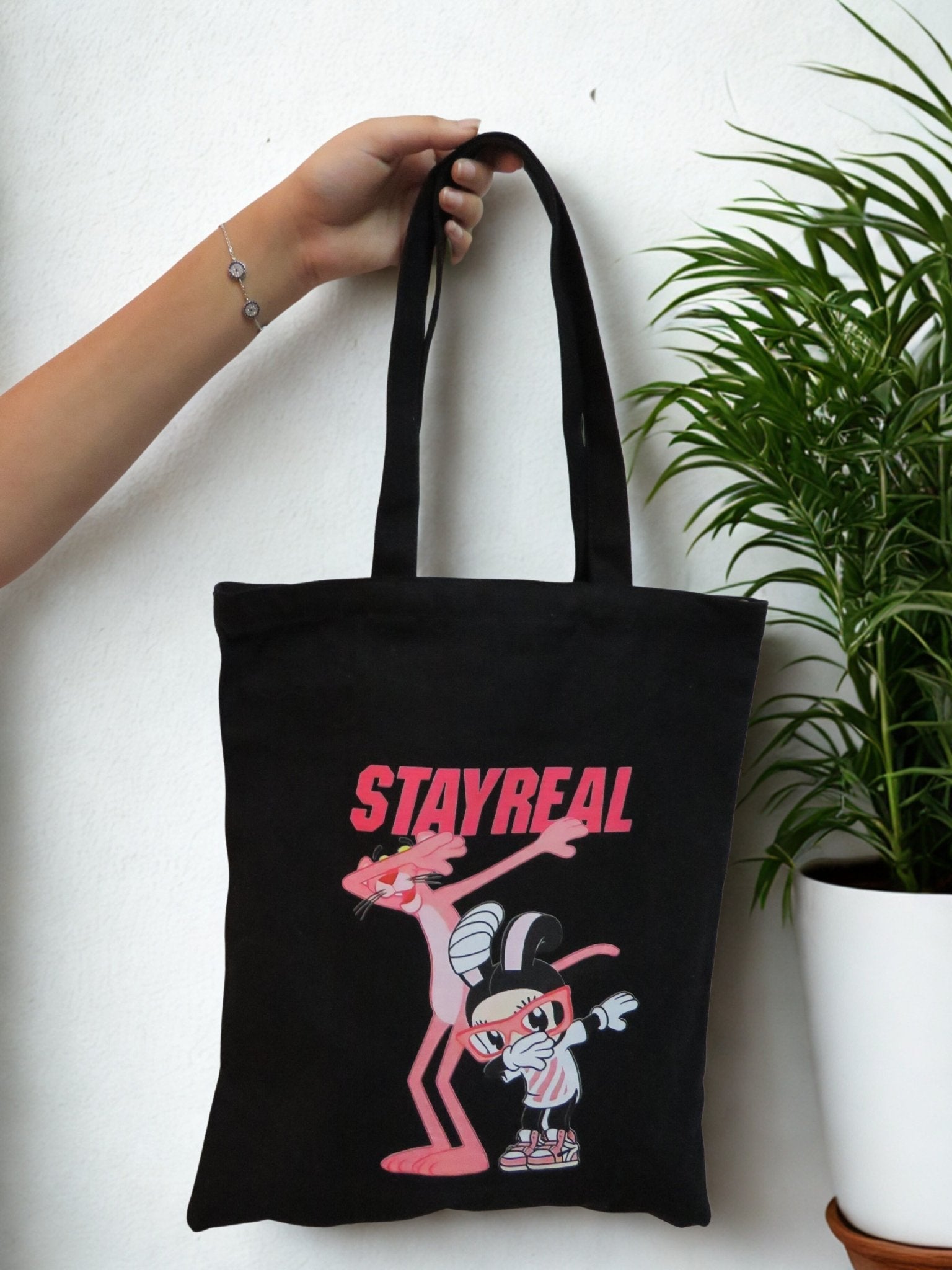 Stay Real Pink Panther Tote Bag - Zesty Kala