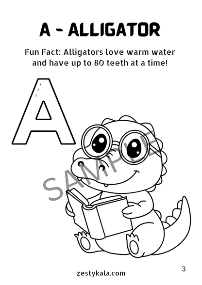 Wild Wonders A to Z: A Fun - Fact Coloring Adventure ! - Zesty Kala